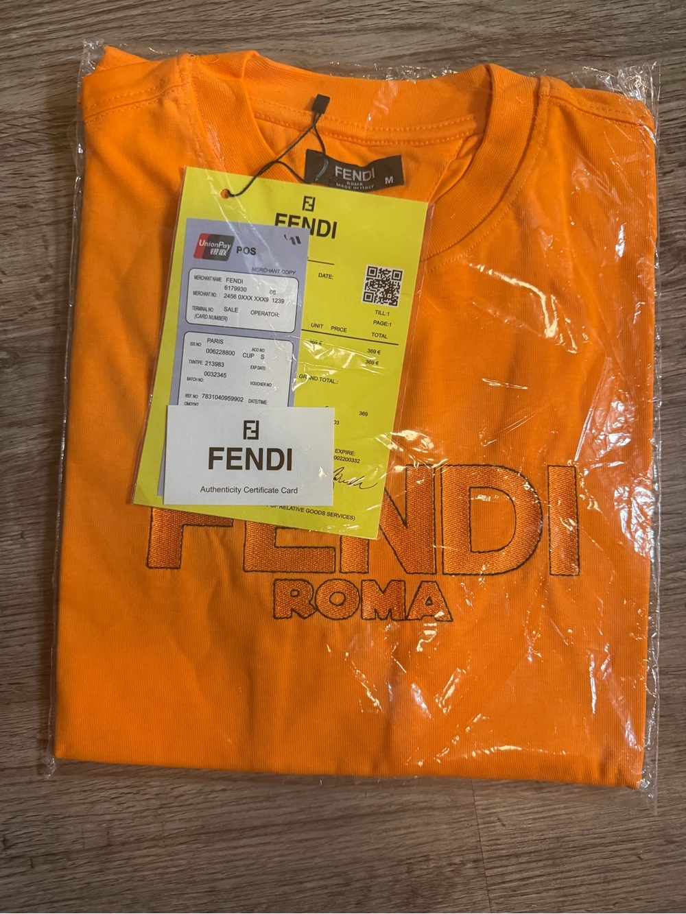 Fendi Orange Fendi Roma Logo Short Sleeve Tee